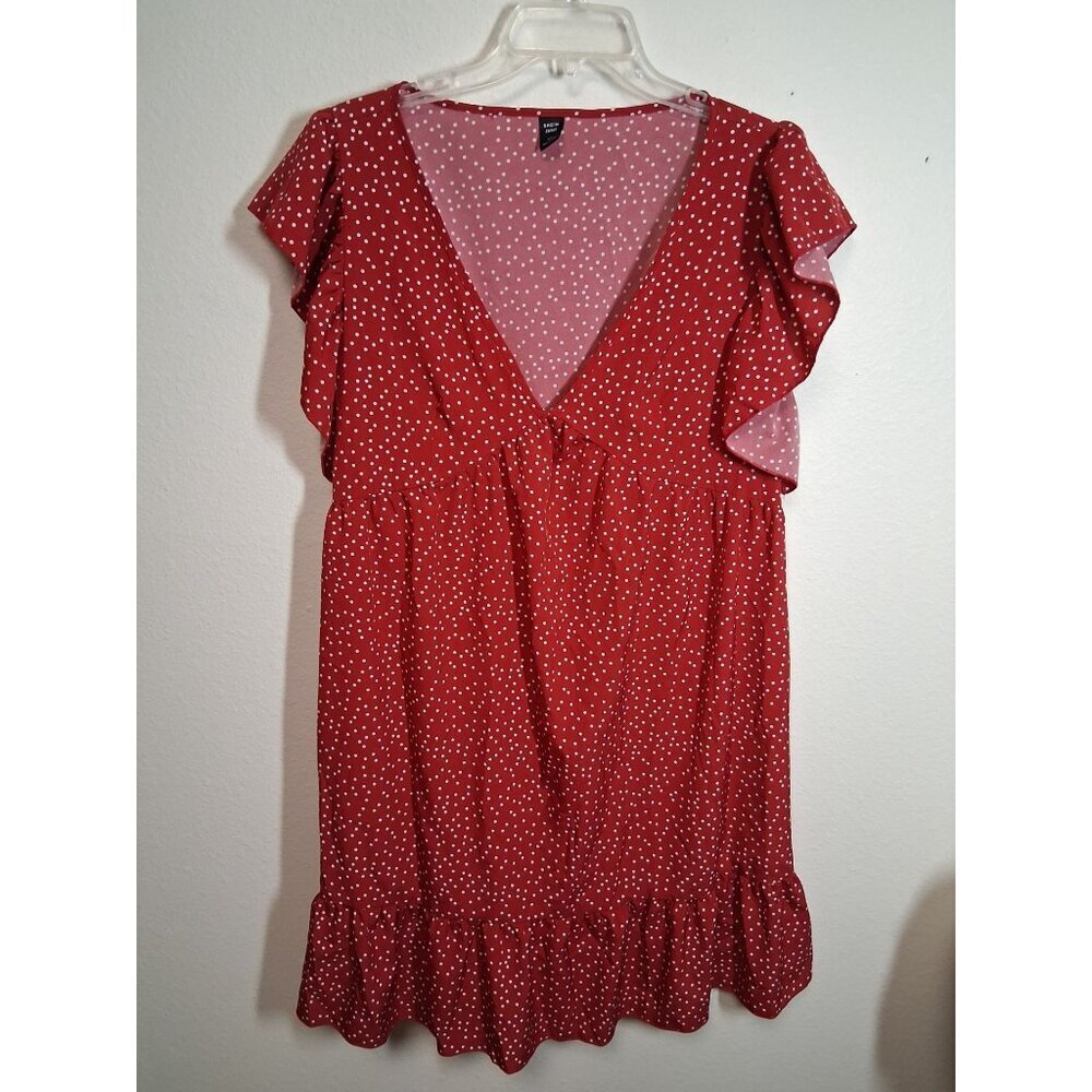 Shein Curve Dress Business Casual Polka Dot Office Summer Red Women's Size 1XL